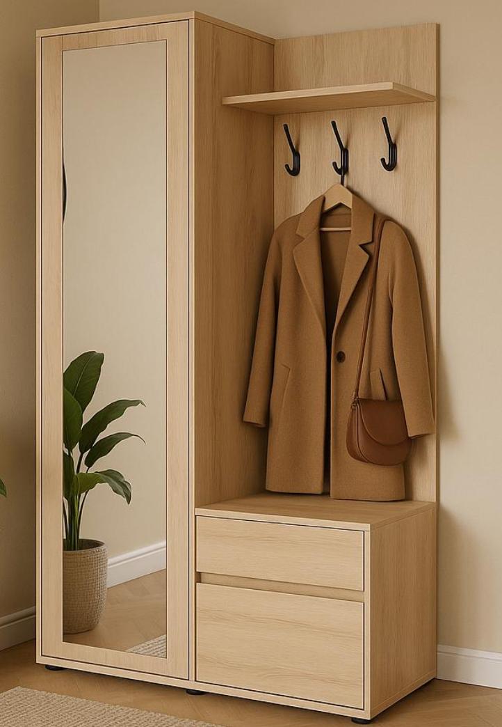 Garderoba do przedpokoju DUO 180x95x35 cm z lustrem wieszakami szafka na buty dąb sonoma nr. 2