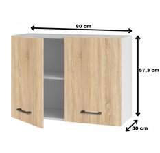 Szafka kuchenna górna 30x57x80 cm wisząca z drzwiczkami dąb sonoma do kuchni - Miniaturka zdjęcia nr 2