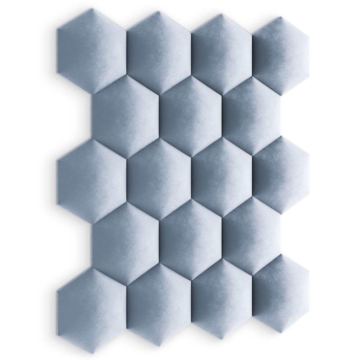 Panele tapicerowane  26x30 cm hexagon magic velvet błękitny nr. 6