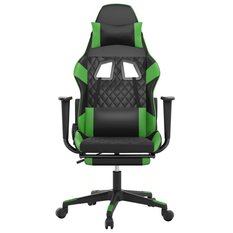 Fotel dla gracza 64x60x127 cm obrotowy z regulacją wysokości i podnóżkiem czarno-zielony gamingowy do pokoju lub biura - Miniaturka zdjęcia nr 3