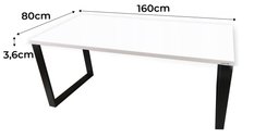 Biurko gamingowe model 0 Low 160x71x80 cm LOFT biały blat 3,6 cm - Miniaturka zdjęcia nr 2