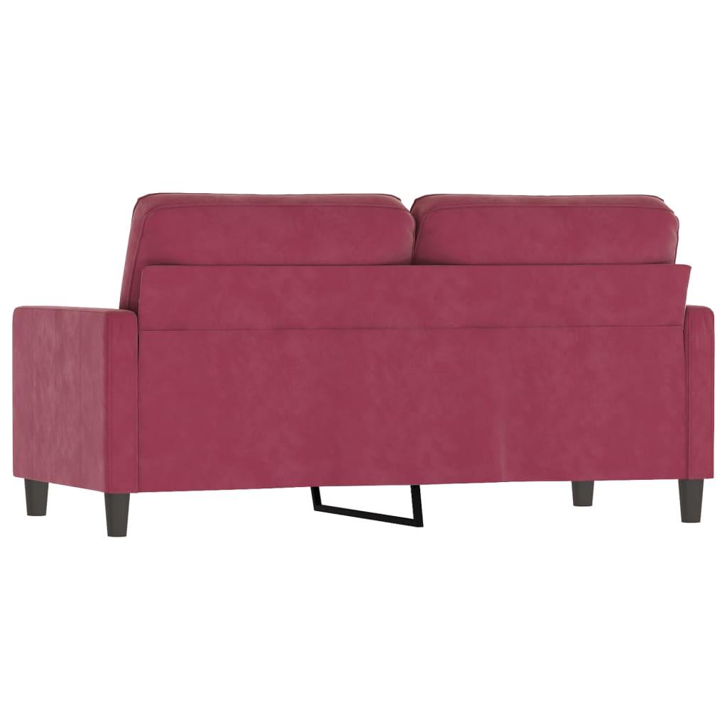 Sofa 158x77x80 cm 2-osobowa tapicerowana aksamitem czerwona do salonu nr. 5