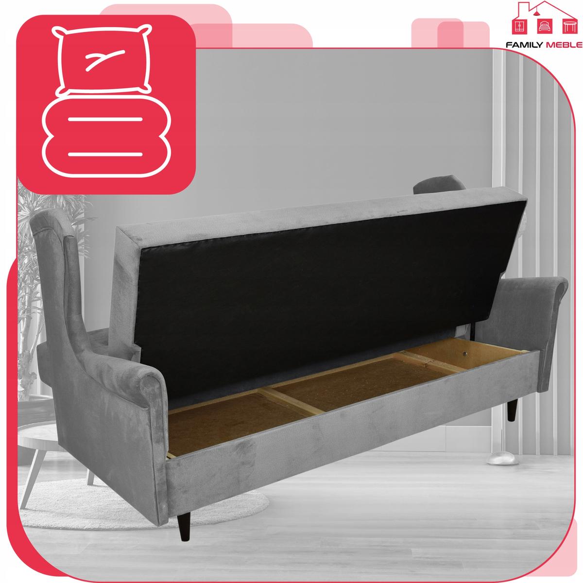 Wersalka sofa uszak kanapa rozkładana Ari jasno szary welur nr. 4