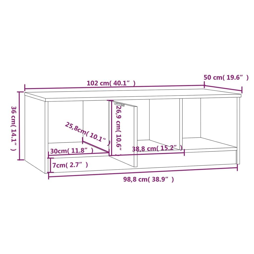 Stolik kawowy 102x50x36 cm z praktyczną półką biel i dąb sonoma do salonu nr. 8