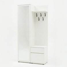 Garderoba do przedpokoju DUO 180x95x35 cm z lustrem wieszakami szafka na buty biała - Miniaturka zdjęcia nr 2