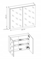 Szafka z lustrem 80 cm czarna gniazdko wewnętrzne 2 drzwi do łazienki  - Miniaturka zdjęcia nr 4