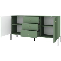 Komoda Iseo 154 cm do salonu sypialni zielony smoke green czarny - Miniaturka zdjęcia nr 4