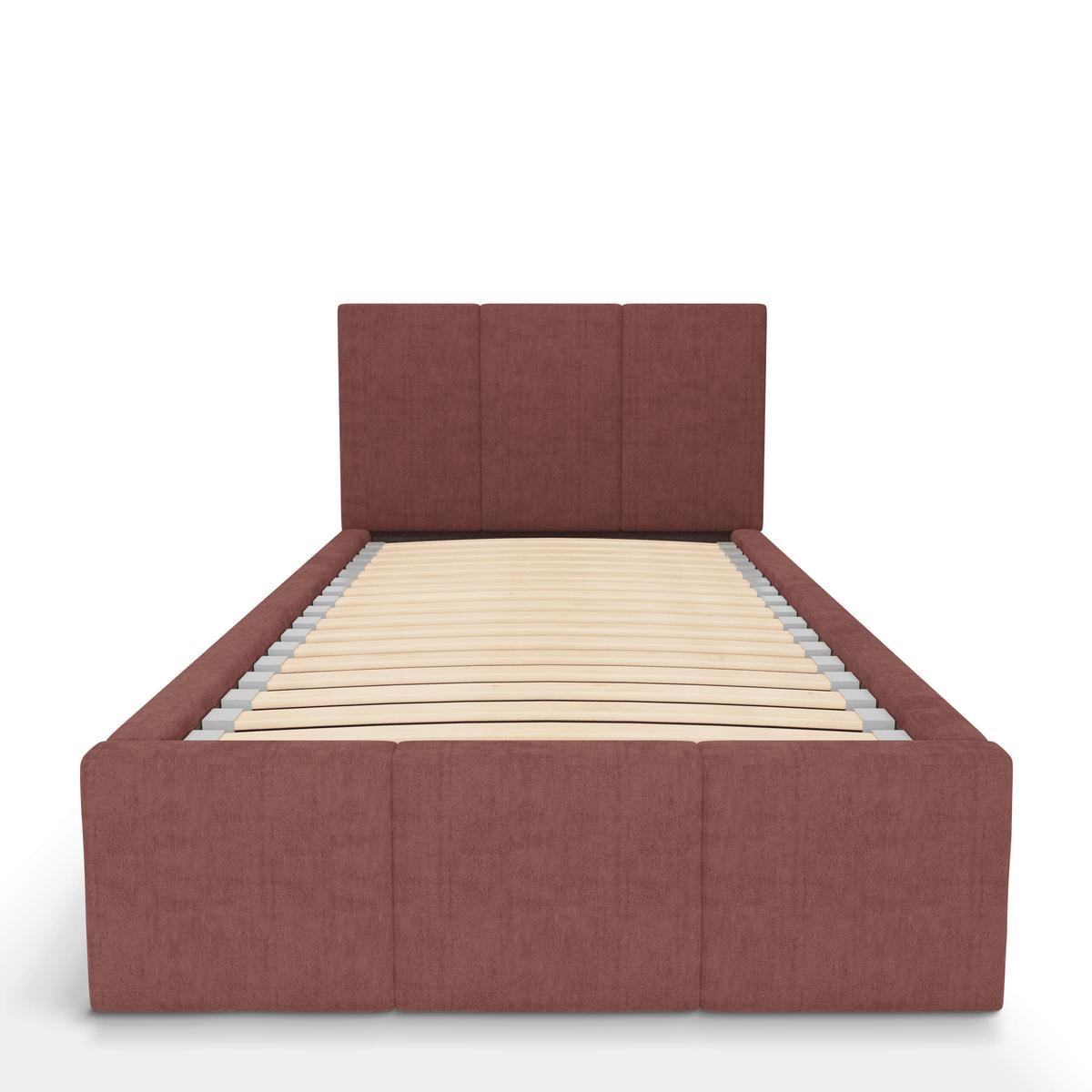 Łóżko Pojedyncze 90x200cm łóżko tapicerowane z pojemnikiem brudny róż do sypialni wezgłowie 88 cm nr. 7