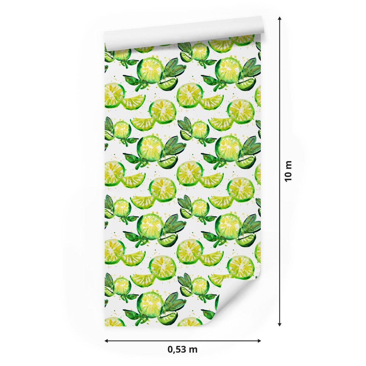 Tapeta ścienna do kuchni, owoce, limonki, liście nr. 2