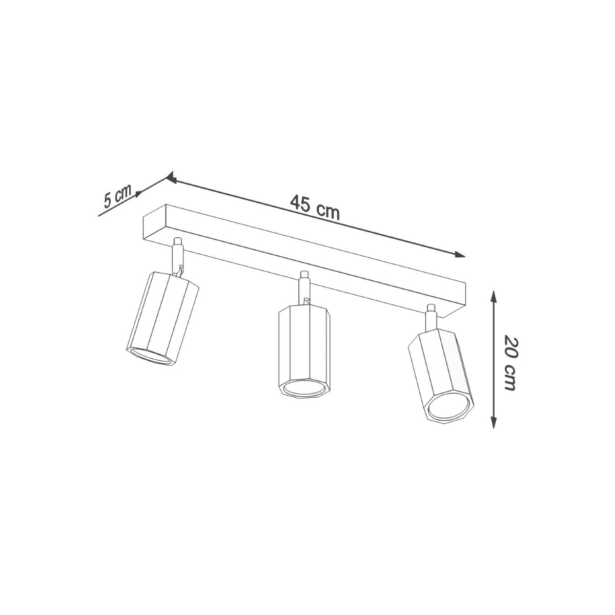 Plafon ZEKE 3 dąb 20x5x45cm nowoczesna lampa GU10 do salonu  nr. 4