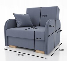 Sofa Gold 98x90x100 cm z funkcją spania do salonu rozkładana kronos niebieski - Miniaturka zdjęcia nr 4