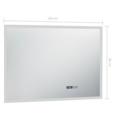  Lustro 100x60 cm do sypialni łazienki z LED czujnikiem dotyku i zegarem szklane aluminium srebrne  - Miniaturka zdjęcia nr 7