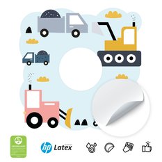 Naklejka Pod Kontakt Dla Dzieci Maszyny Budowlane 20x20 Chmurki Styl Skandynawski - Miniaturka zdjęcia nr 3