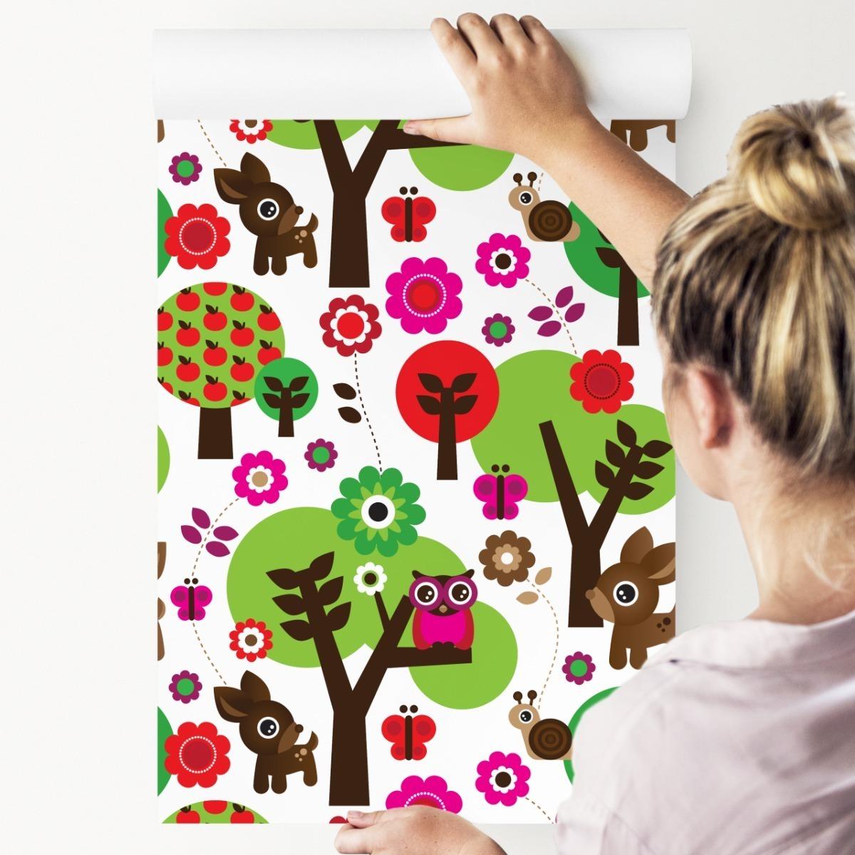 Tapeta Dla Dzieci Leśne ZWIERZĄTKA Drzewa Kwiaty 53x1000  nr. 8