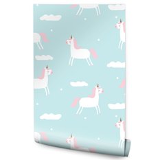 Tapeta Ozdobna Do Pokoju Dziecka JEDNOROŻCE Chmury  - Miniaturka zdjęcia nr 1