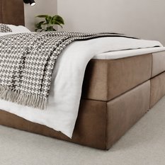 Łóżko kontynentalne 180x200x113 cm tapicerowane podwójne z materacem brązowe  - Miniaturka zdjęcia nr 6