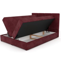 Łóżko kontynentalne 160x200x113 cm tapicerowane podwójne z materacem bordowe - Miniaturka zdjęcia nr 12