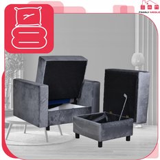 Fotel rozkładany z podnóżkiem Alicja salon pokój - Miniaturka zdjęcia nr 6