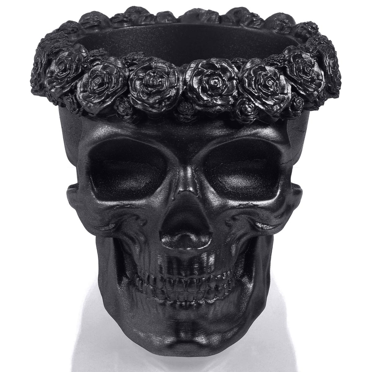 Donica Skull Flowers Black Mettalic Poli  11 cm nr. 2