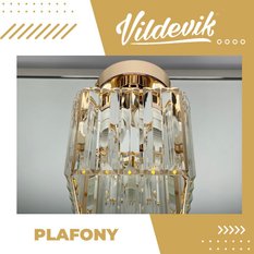 Plafon Glamour 20x20x15 cm do sypialni salonu kwadratowy z kryształkami złoty - Miniaturka zdjęcia nr 8