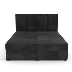 Łóżko kontynentalne 160x200x113 cm tapicerowane podwójne z materacem czarne - Miniaturka zdjęcia nr 9