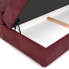 Łóżko kontynentalne 160x200x113 cm tapicerowane podwójne z materacem bordowe - Miniaturka zdjęcia nr 15
