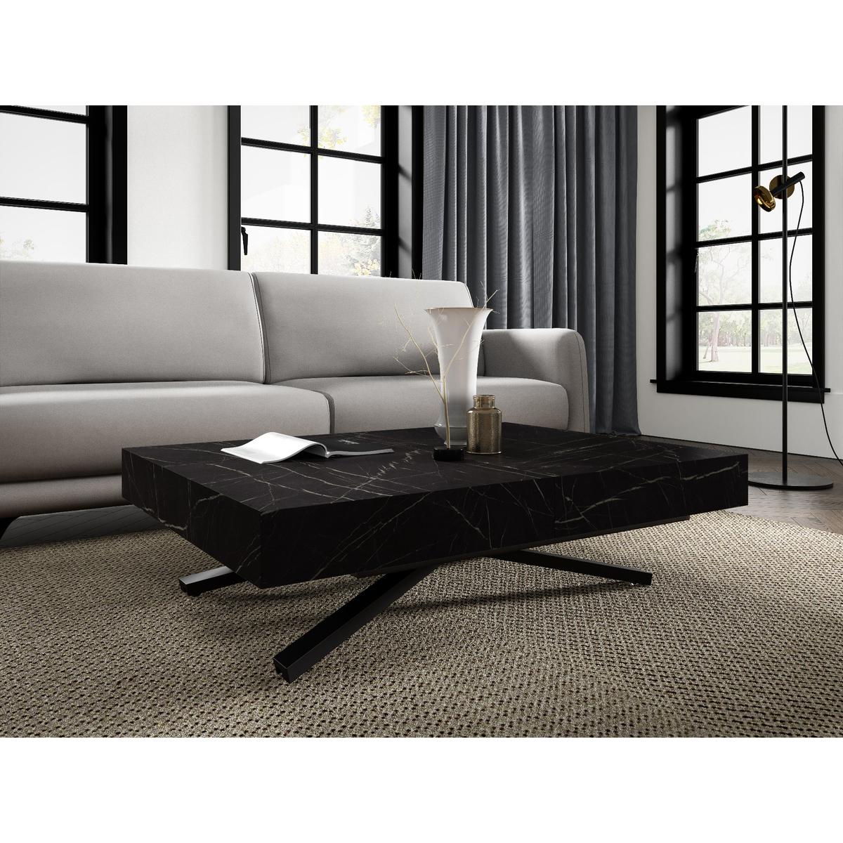 Stół rozkładany 120x90x80 cm prostokątny Aurora X black pietra grigria do jadalni nr. 6