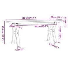 Stolik kawowy 110x40x45,5 cm z nogami w kształcie litery Y z blatem z drewna sosnowego do salonu - Miniaturka zdjęcia nr 10