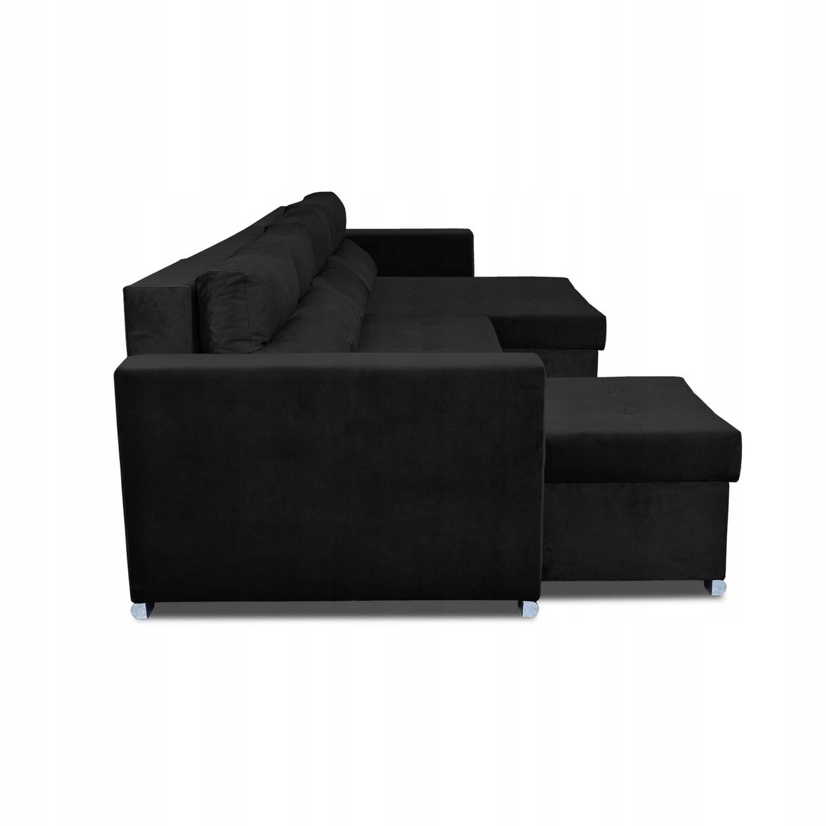 Narożnik Varius BIG 297x74x140 cm kształt U z funkcją spania i przechowywania do salonu Royal czarny nr. 3