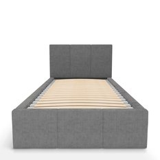Łóżko Pojedyncze 90x200cm łóżko tapicerowane z pojemnikiem szare do sypialni wezgłowie 100 cm - Miniaturka zdjęcia nr 7