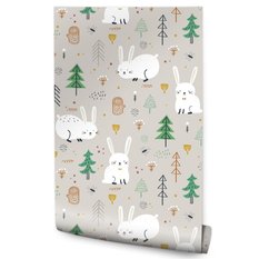 Tapeta Dziecięca KRÓLICZKI Zwierzęta Drzewa Las  - Miniaturka zdjęcia nr 1