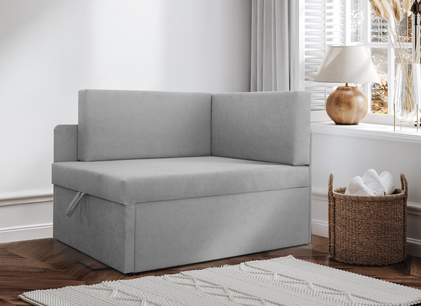 Sofa rozkładana dziecięca Viluś 108x81x78 cm narożnik jednoosobowy do pokoju z funkcją spania i przechowywania dla dzieci szary