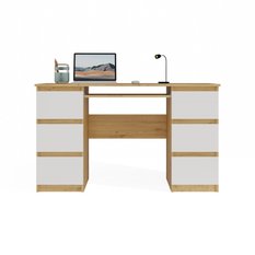 Biurko Kuba 76x130x51 cm do salonu sypialni biura dąb artisan biel - Miniaturka zdjęcia nr 6