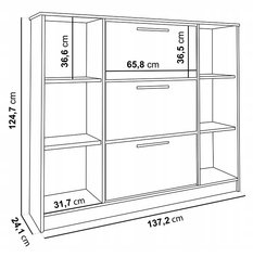 Szafka na buty137x124,7x24,1 cm szanty 02D Biały + czarny do przedpokoju - Miniaturka zdjęcia nr 7