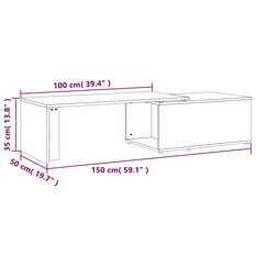 Stolik kawowy 150x50x35 cm z praktyczną półką przydymiony dąb do salonu - Miniaturka zdjęcia nr 12