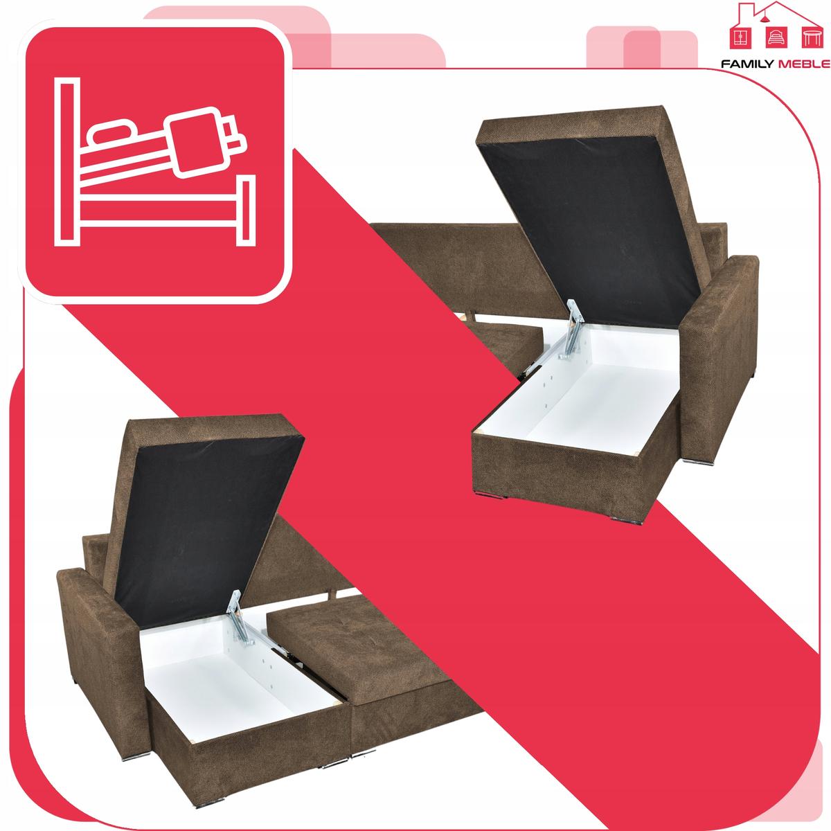 Narożnik Bella BIG 298x74x140 cm kształt U z funkcją spania i przechowywania Angel brąz nr. 6