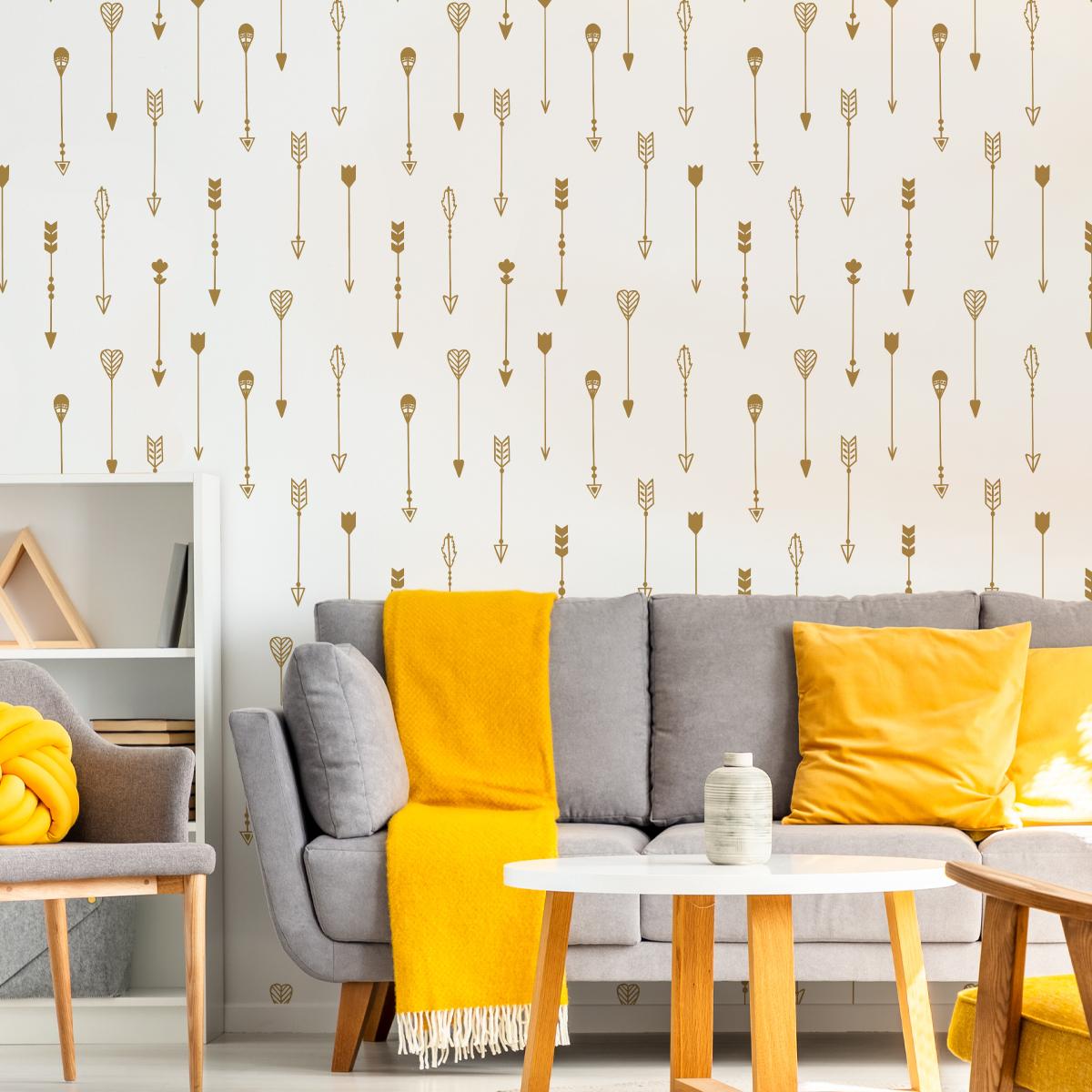Tapeta Fizelinowa Beżowe Plemienne STRZAŁY Boho  nr. 4