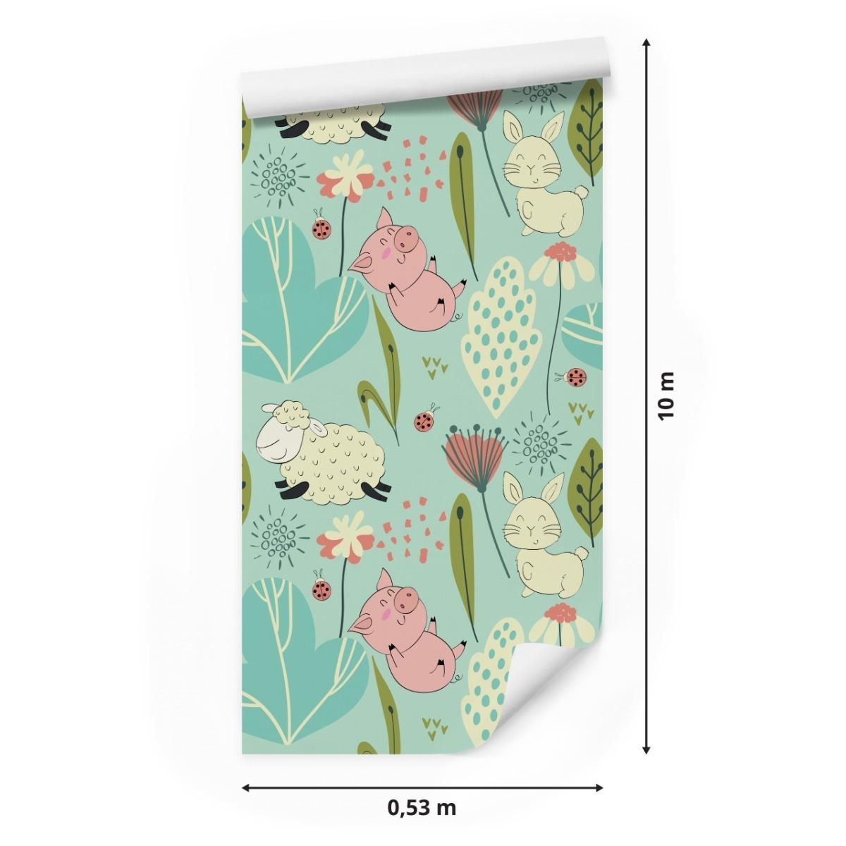 Tapeta W Rolce Owieczki KRÓLICZKI Świnki Natura 53x1000  nr. 2