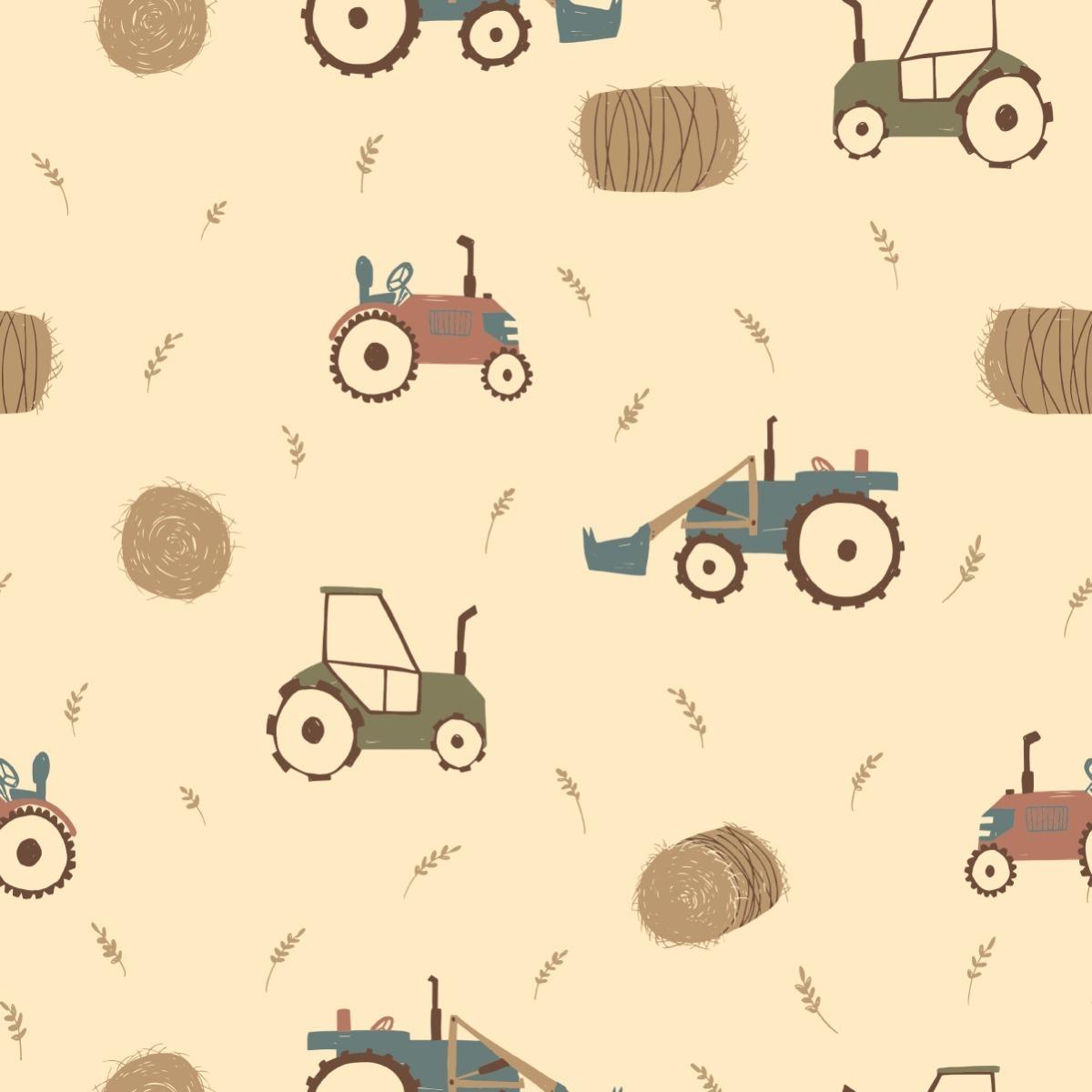 Tapeta Dziecięca Kolorowe TRAKTORY Ciągnik Dekor  nr. 5