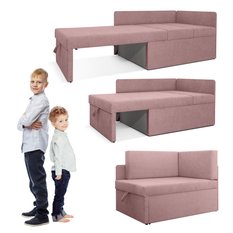 Narożnik dziecięcy Viluś 108x81x78 cm sofa jednoosobowa do pokoju salonu z funkcją spania i przechowywania dla dzieci różowy - Miniaturka zdjęcia nr 3