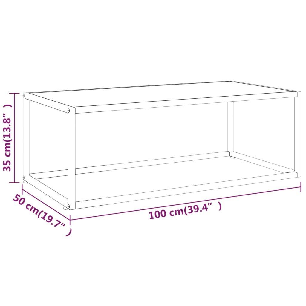 Stolik kawowy 100x50x35,5 cm szklany z metalowymi nogami biały marmur do salonu nr. 6