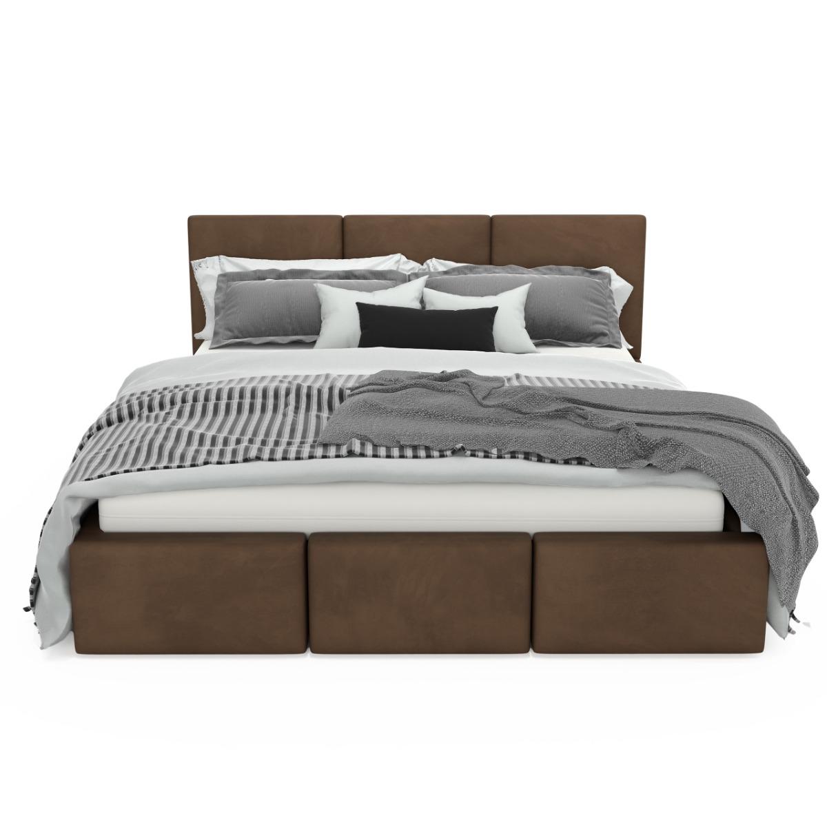 Łóżko tapicerowane 120x200x100 cm do sypialni z pojemnikiem automatycznym na pościel brązowe nr. 11