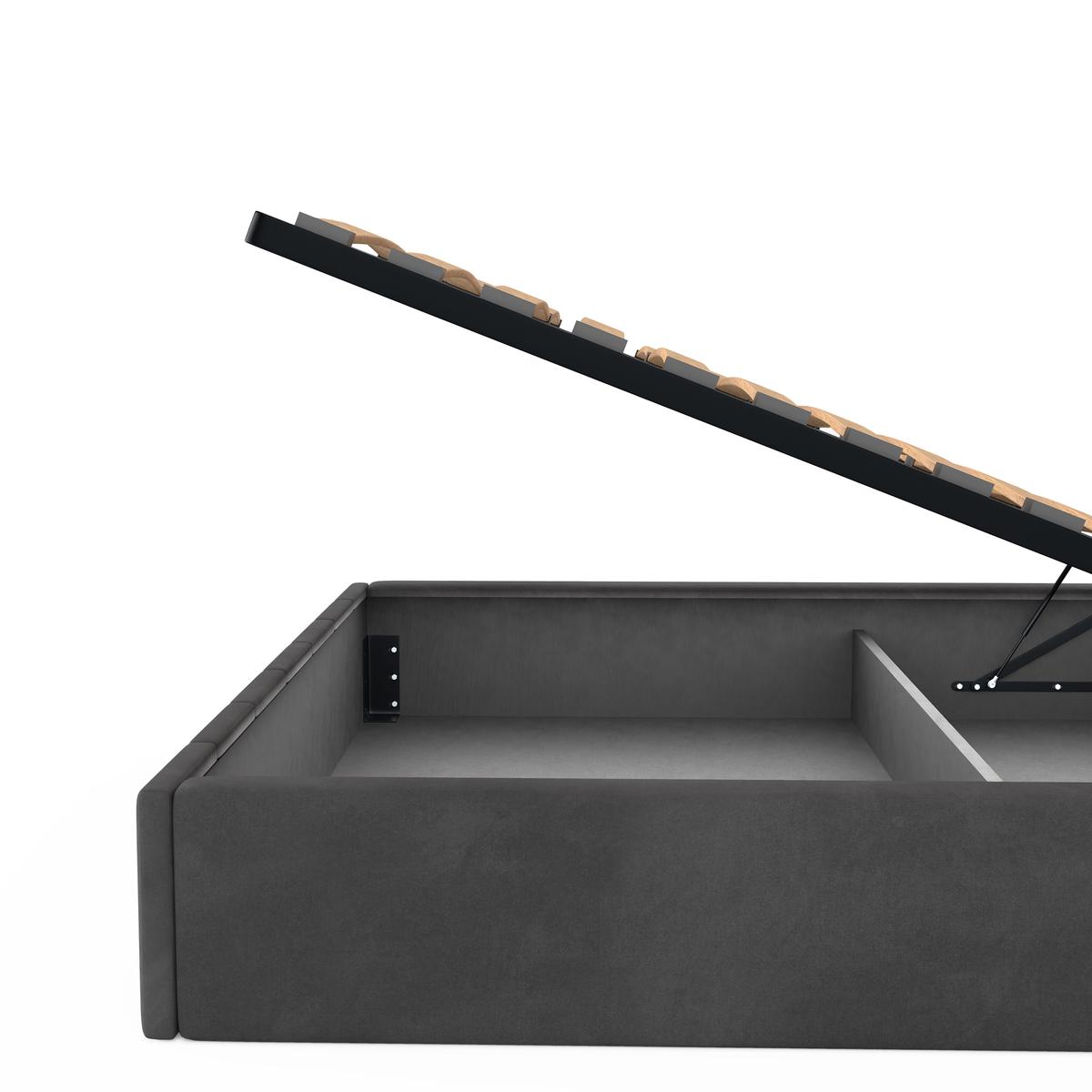 Łóżko tapicerowane 140x200 premium z pojemnikiem do sypialni grafitowe wezgłowie 107 cm nr. 13