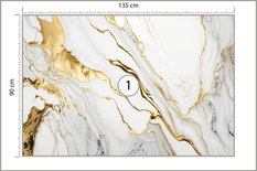 Fototapeta Ścienna Biały MARMUR Elementy Złota Abstrakcja Kamień 135x90 Dekoracja 3D - Miniaturka zdjęcia nr 2