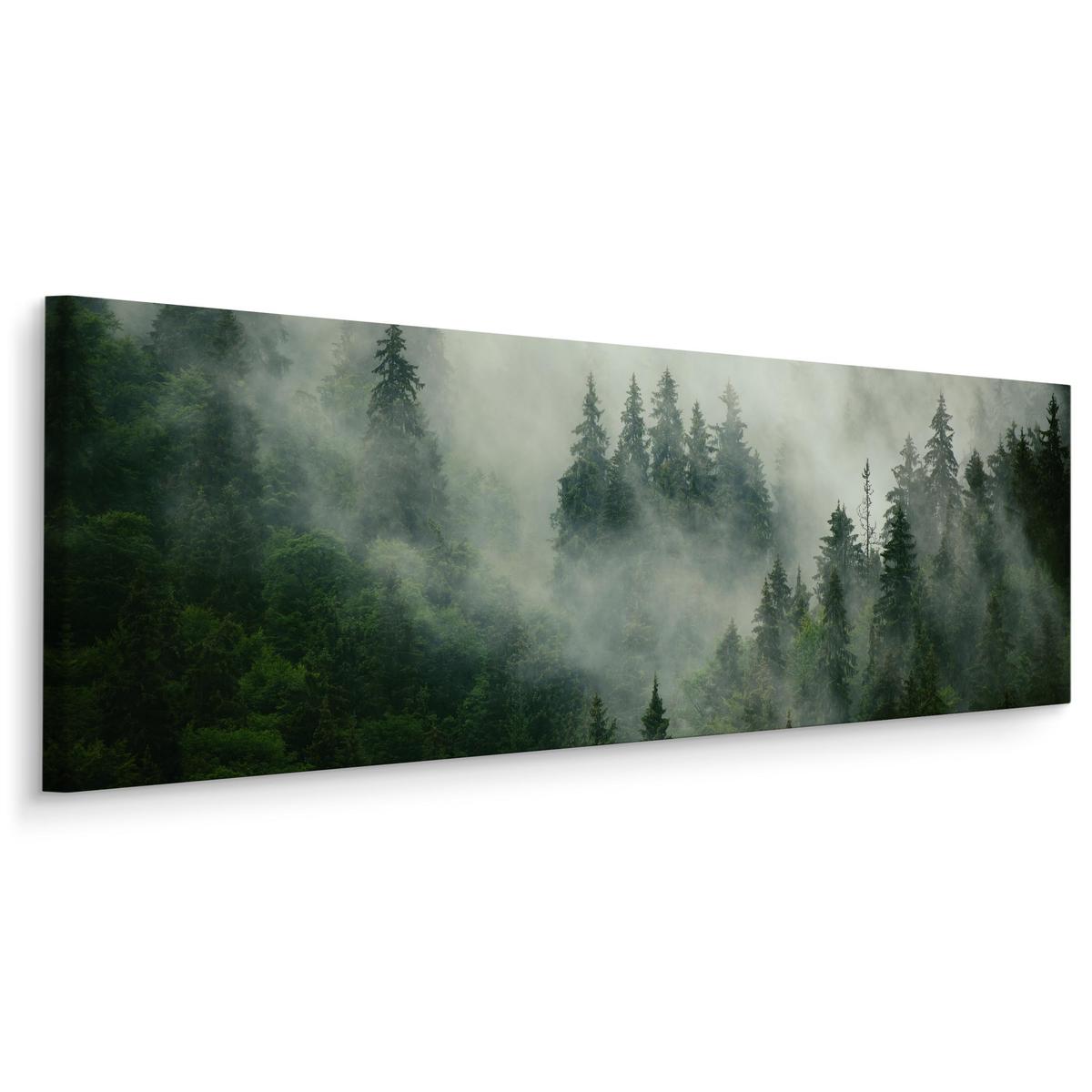 Obraz Panoramiczny Krajobraz LAS WE MGLE Efekt 3D Natura 145x45cm