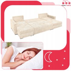 Narożnik Bonito BIG 296x74x104 cm kształt U z funkcją spania i przechowywania Anafi sztruks beżowy - Miniaturka zdjęcia nr 7