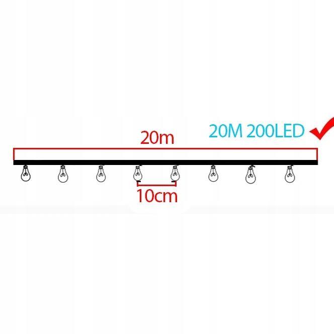 Girlanda ogrodowa 20m lampki ledowe ciepła barwa do ogrodu  nr. 7