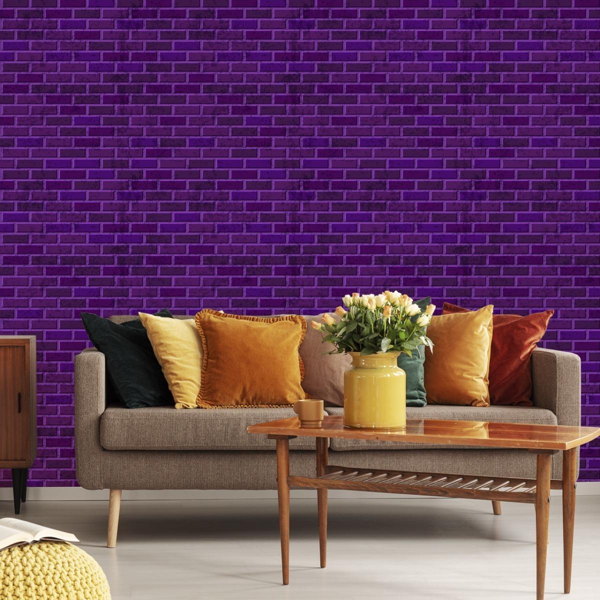 Tapeta W Rolce Fioletowe CEGŁY Nowoczesny Mur 3D  nr. 5