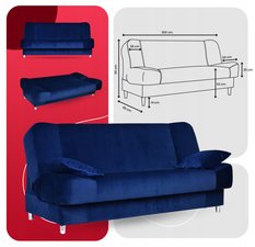 Wersalka SARA 200x95 cm granatowa rozkładana kanapa z pojemnikiem sofa do salonu New Velo - Miniaturka zdjęcia nr 8