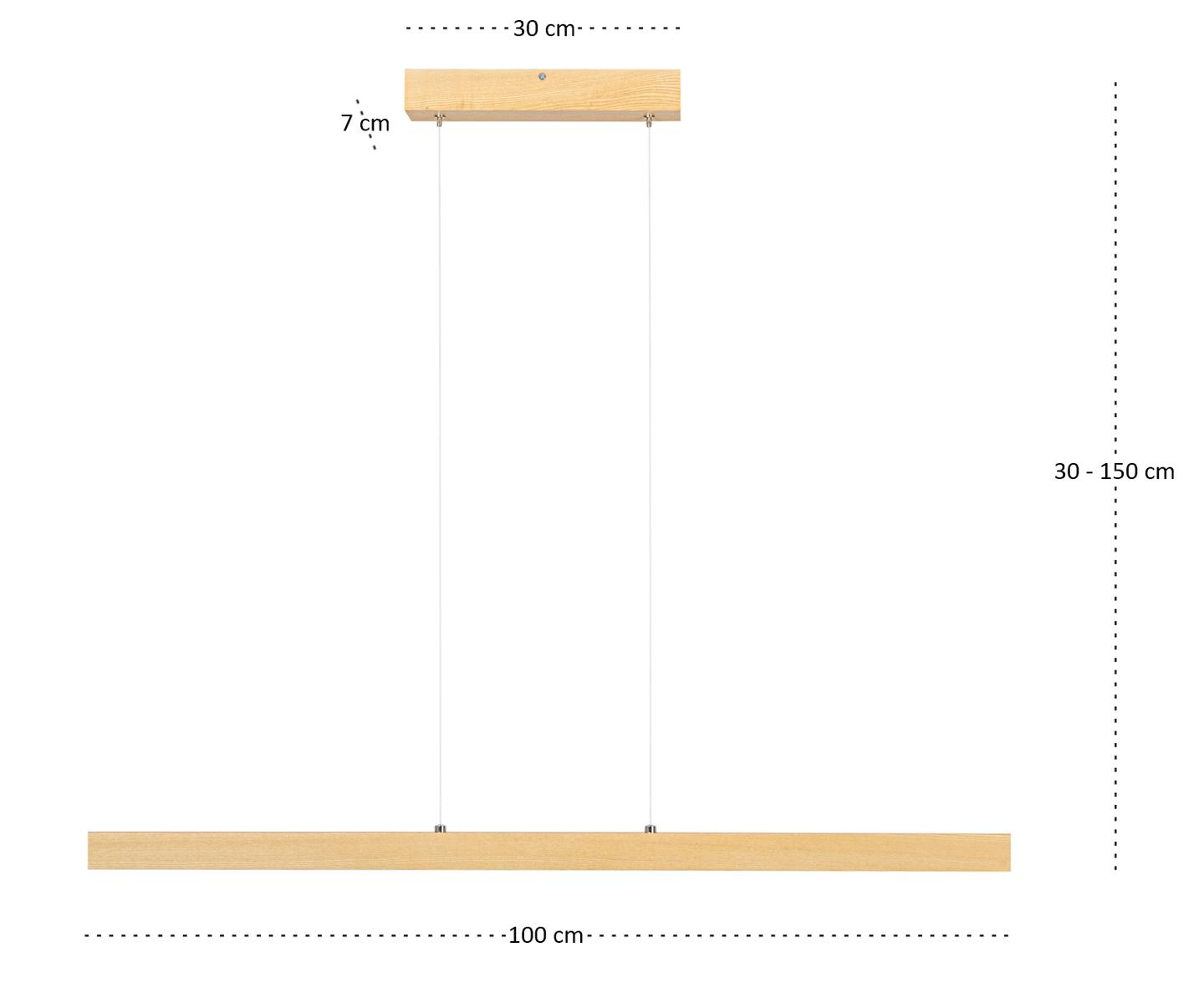 Lampa wisząca 100 x 7 x 150 cm LED z drewna jesionowego wymienny LED brązowa 4000K do salonu nr. 7